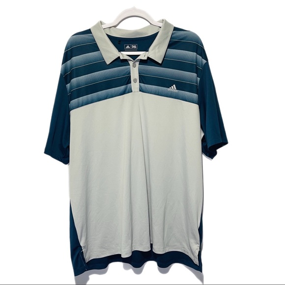 Adidas Men's Gray and Blue Polo Shirt, Size 2XL - Excellent Condition - Picture 2 of 6